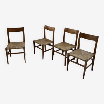 Moller Scandinavian elm and straw chairs
