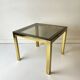 Vintage 1970s Brass Smoked Glass Side Table, Hollywood Regency, Renato Zevi