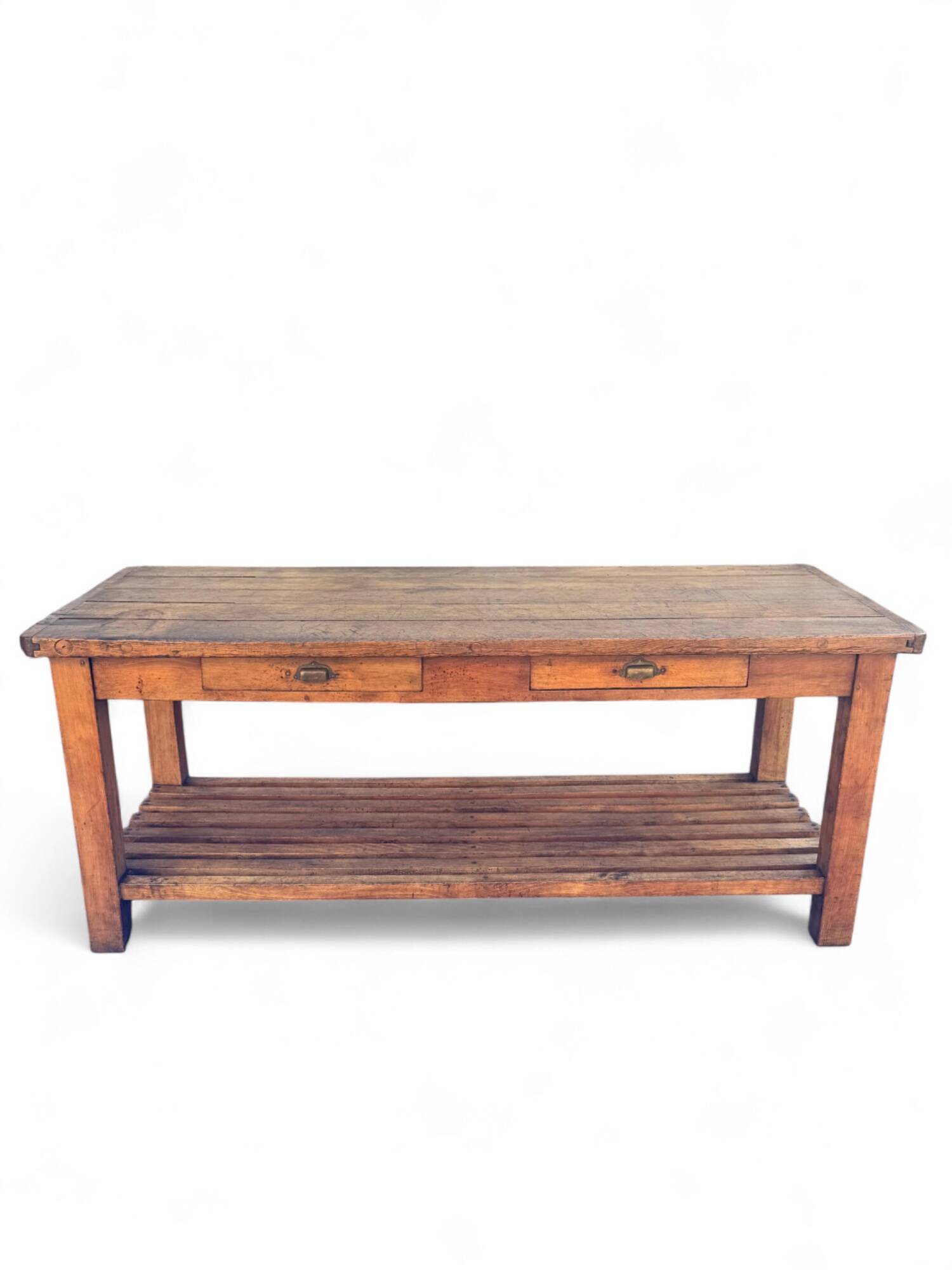 Large beechwood draper's table/counter, circa 1900s