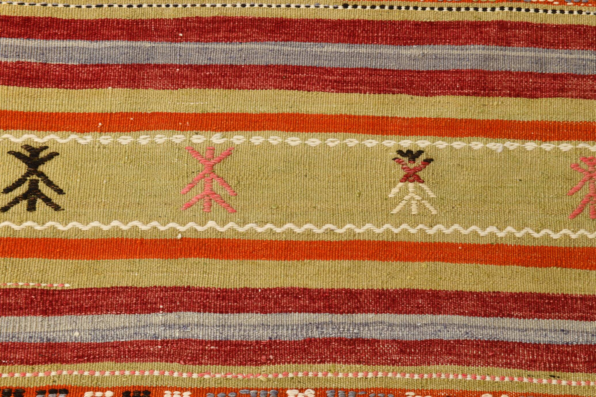 6x12 Soft Orange & Red Turkish Kilim Rug, 180x340Cm