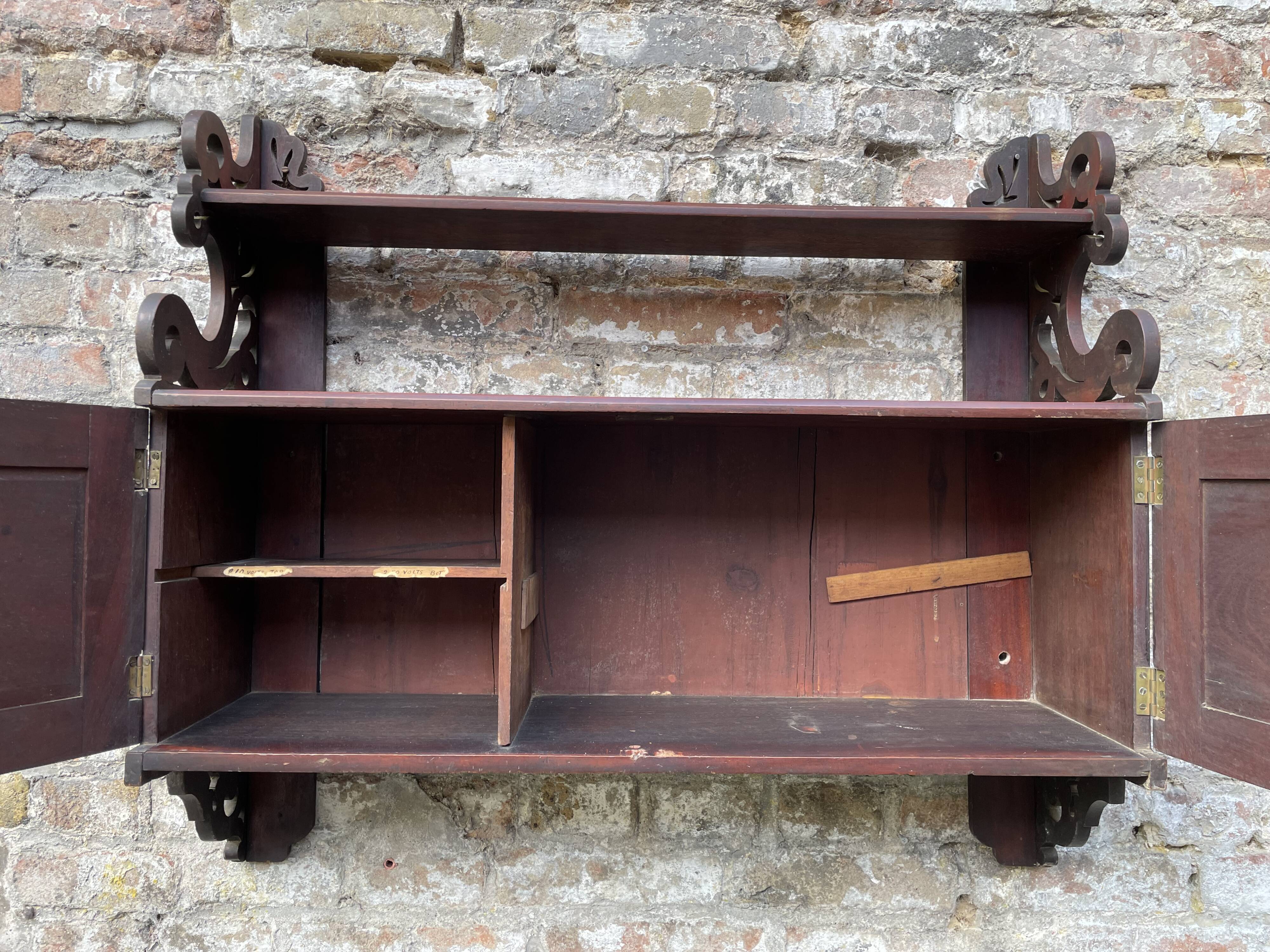 Antique mahogany wall cabinet/shelf