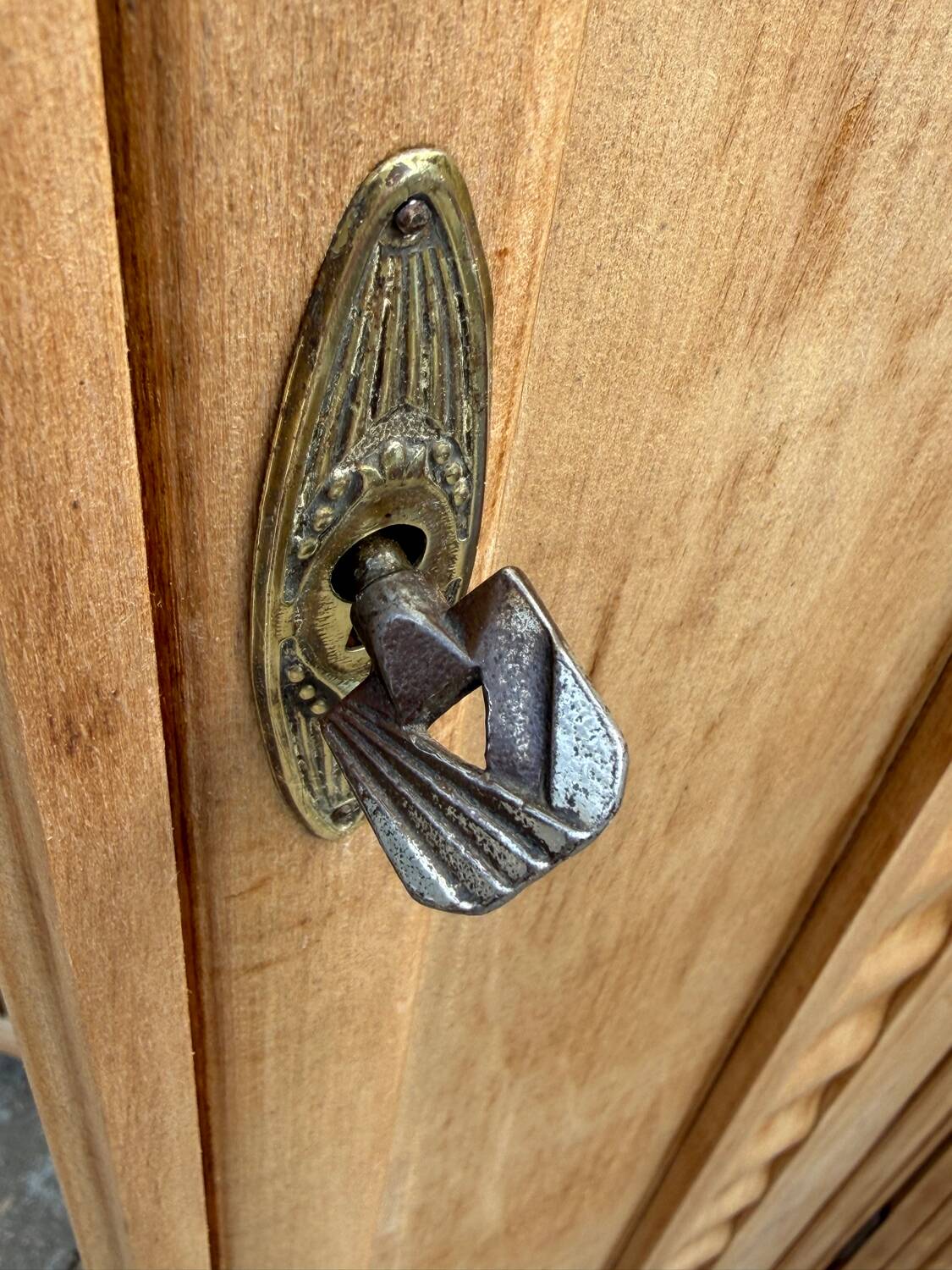 Parisian Art Deco wardrobe, raw wood.