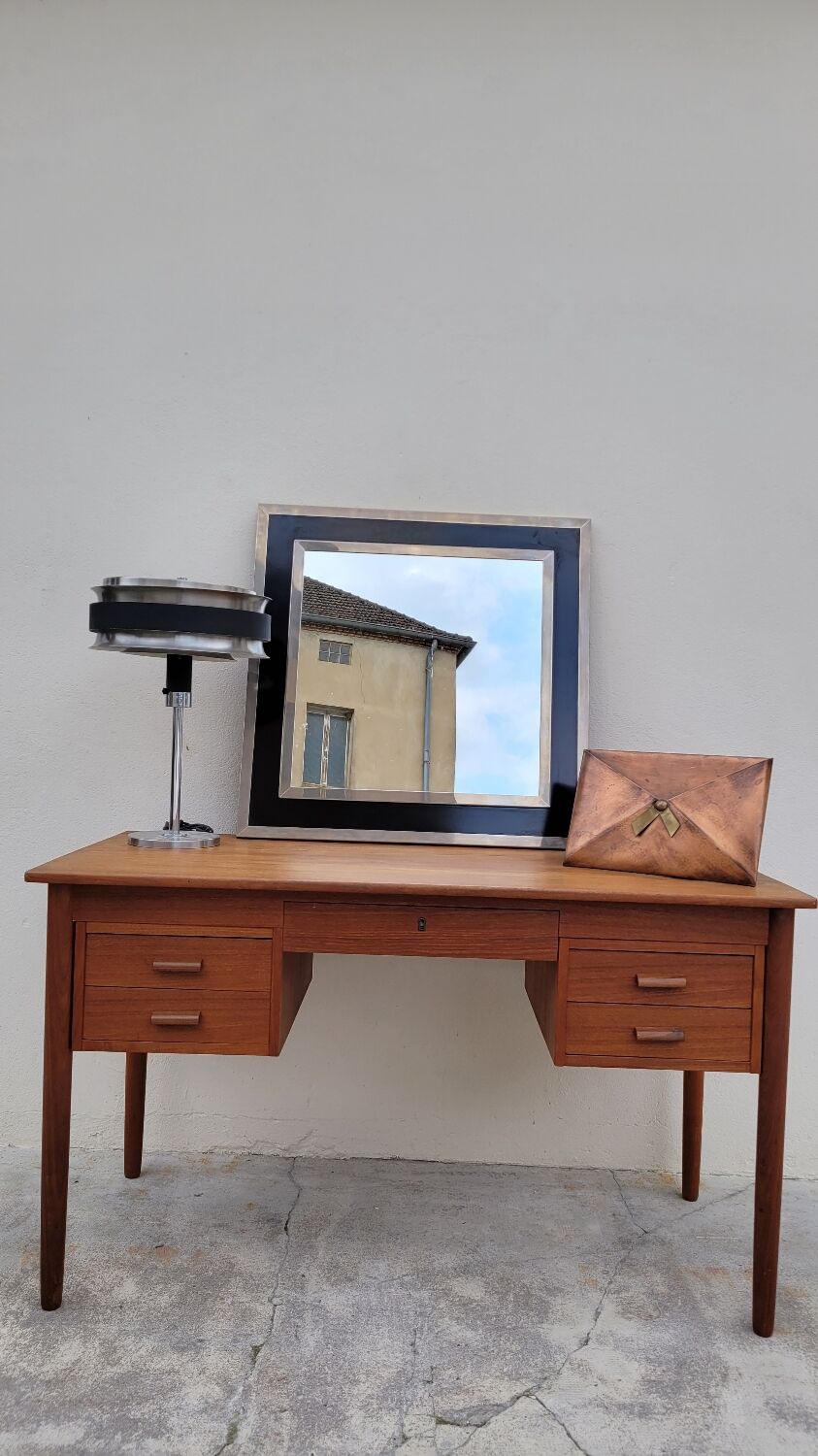 Danish Scandinavian desk in vintage teak 5 drawers, 1950s