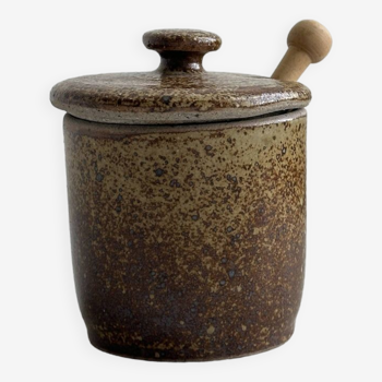 Mustard pot, spice pot in pyrite stoneware.