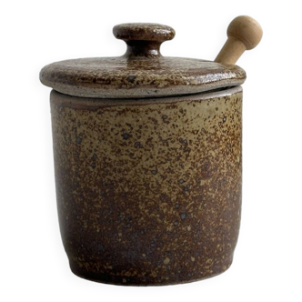 Mustard pot, spice pot in pyrite stoneware.