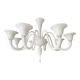 Italian contemporary white Murano glass chandelier in Art Deco style.