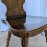 Vintage Tyrolean Heart Cutout Wooden Dining Chair / Bobbin-turned Legs