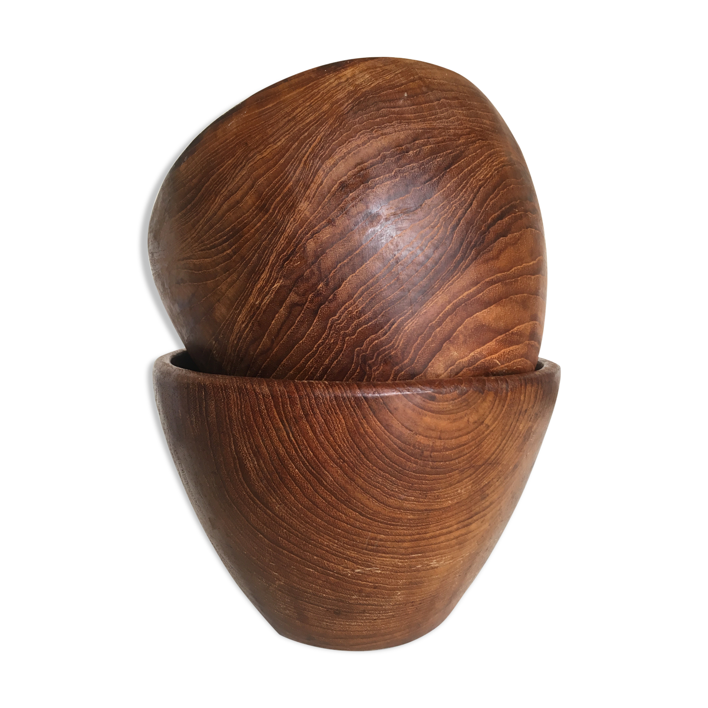 Pair of teak bowls