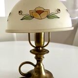 Lampe vintage en laiton et verre dépoli