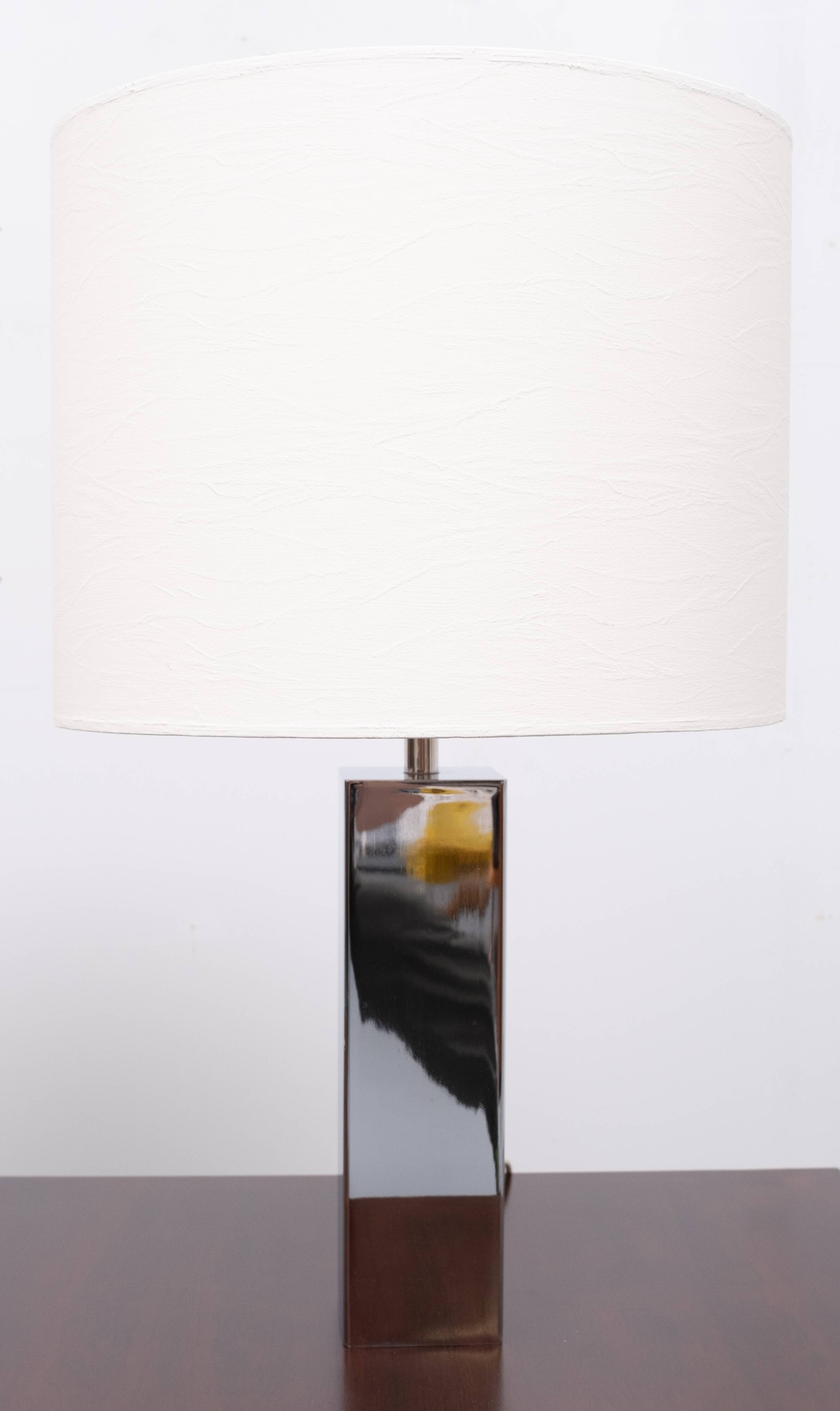 Goffredo Reggiani Chrome Square Table Lamps, Italy, 1960s