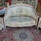 Salon 3 pièces style Louis XVI — canapé + 2 fauteuils — bois laqué