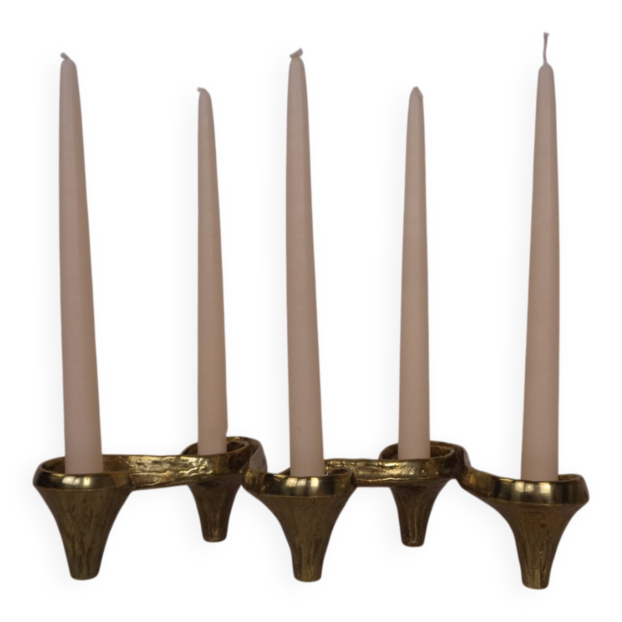 Large Brutalist Bronze Candleholder by Michael Harjes, 1960s