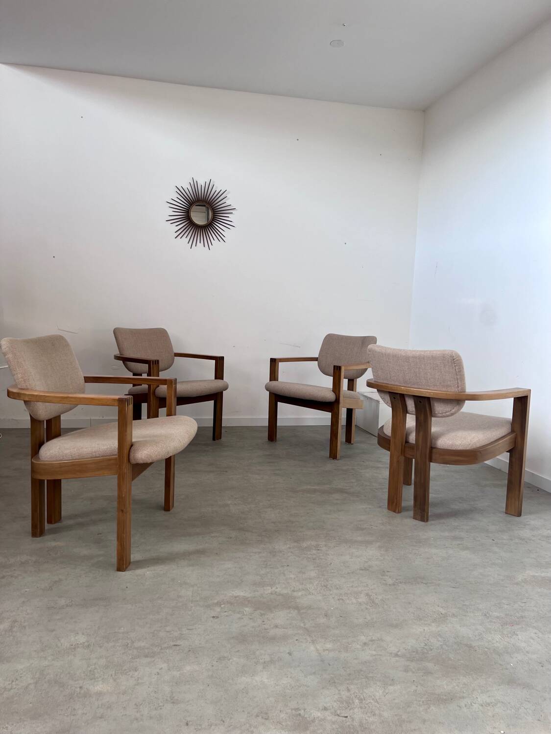 4 old armchairs Italian design chairs 70s vintage curved wood