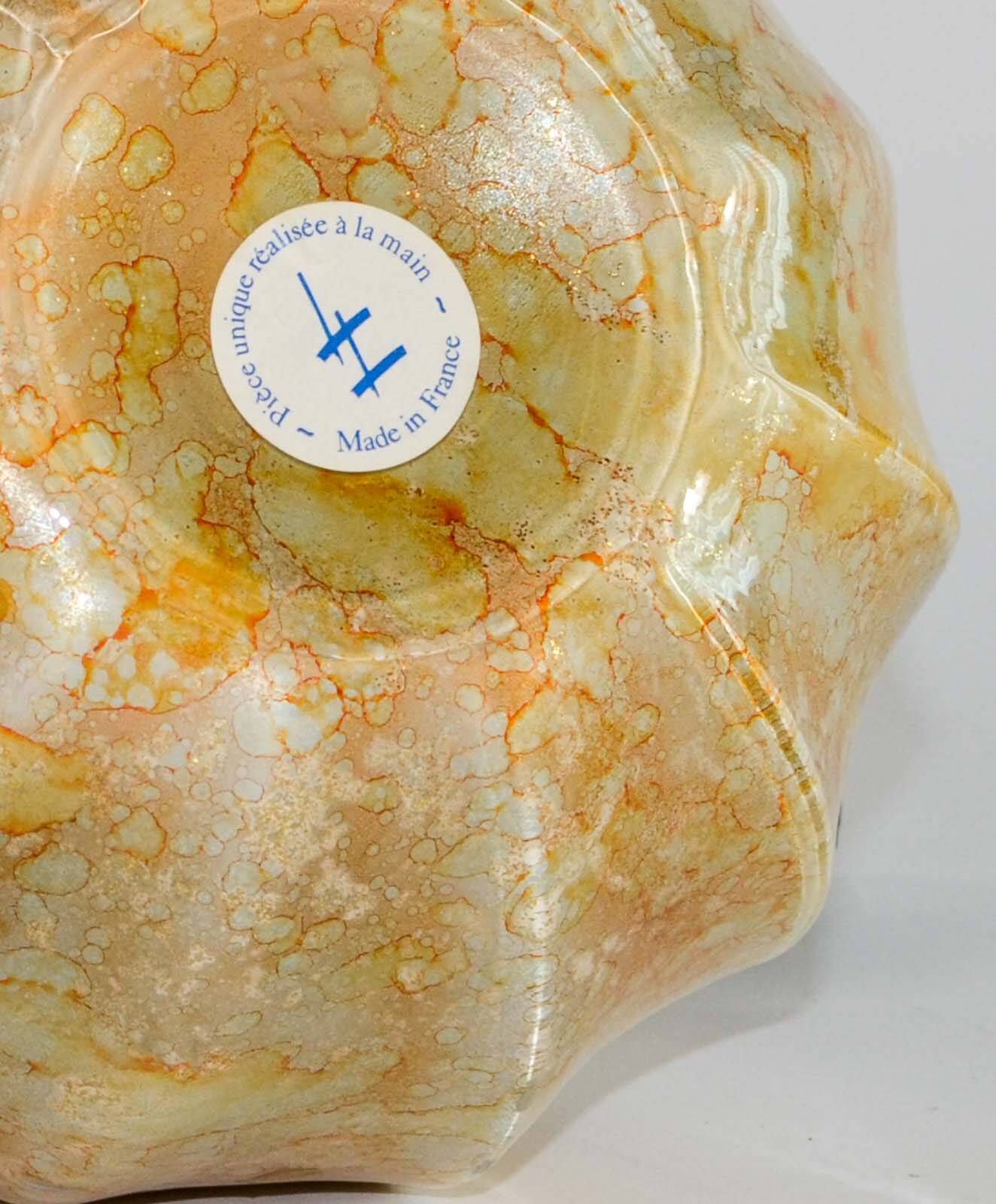 Stunning Pair of French Handmade Glass Laque Line Table Lamps, 1970s