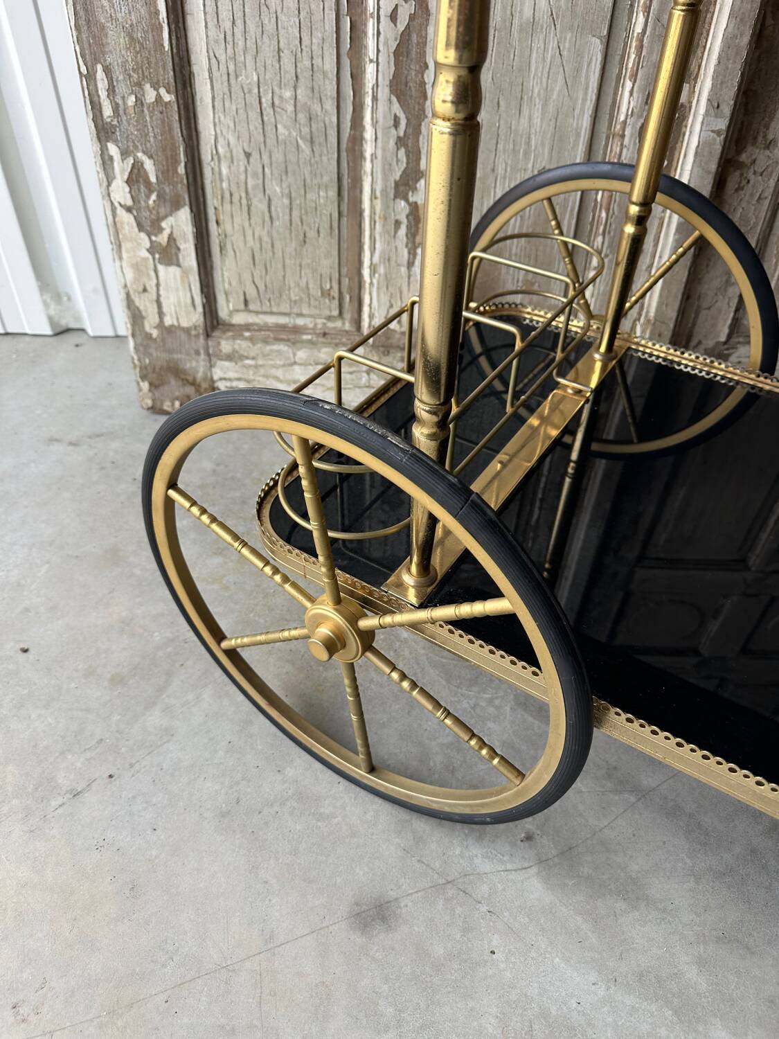 Vintage black and gold rolling trolley