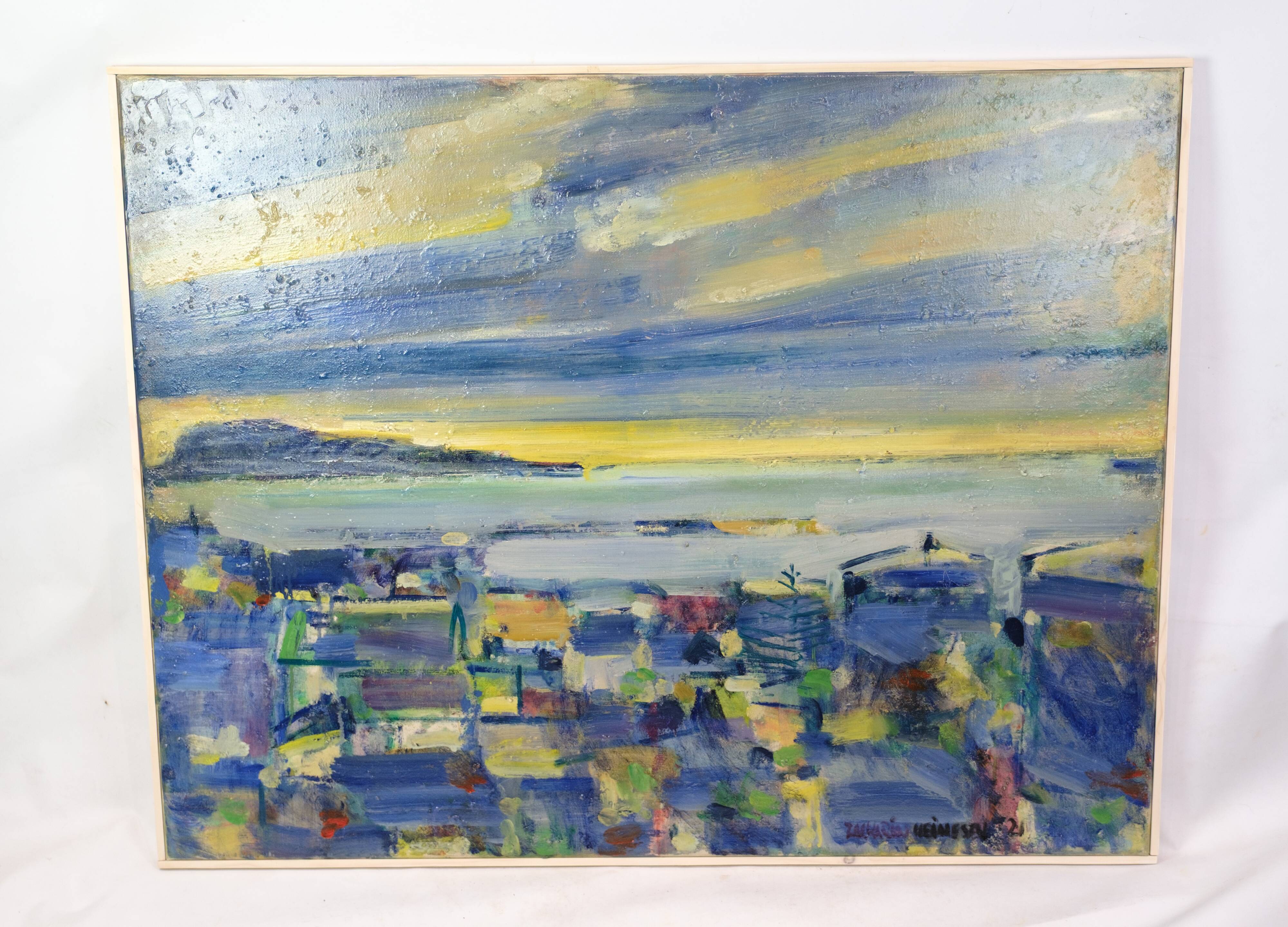 Painting on canvas - Motif Torshavn - Zakarias Heinesen - Signed - 2021