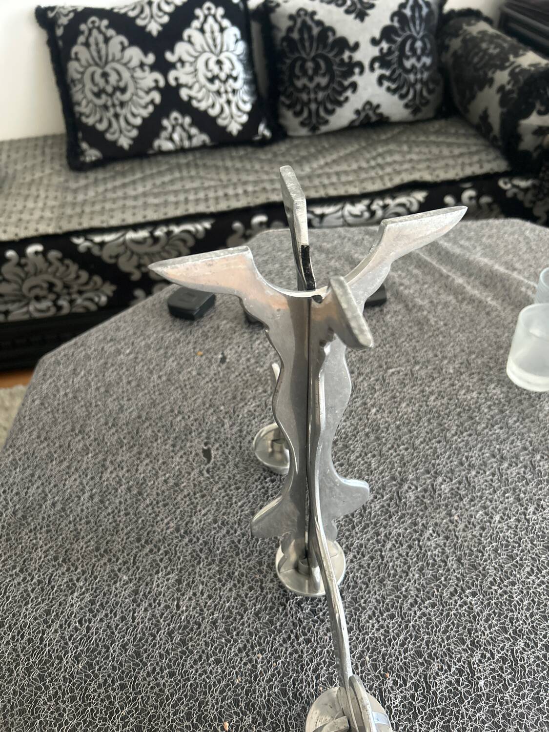 Three-light silver-plated candlestick