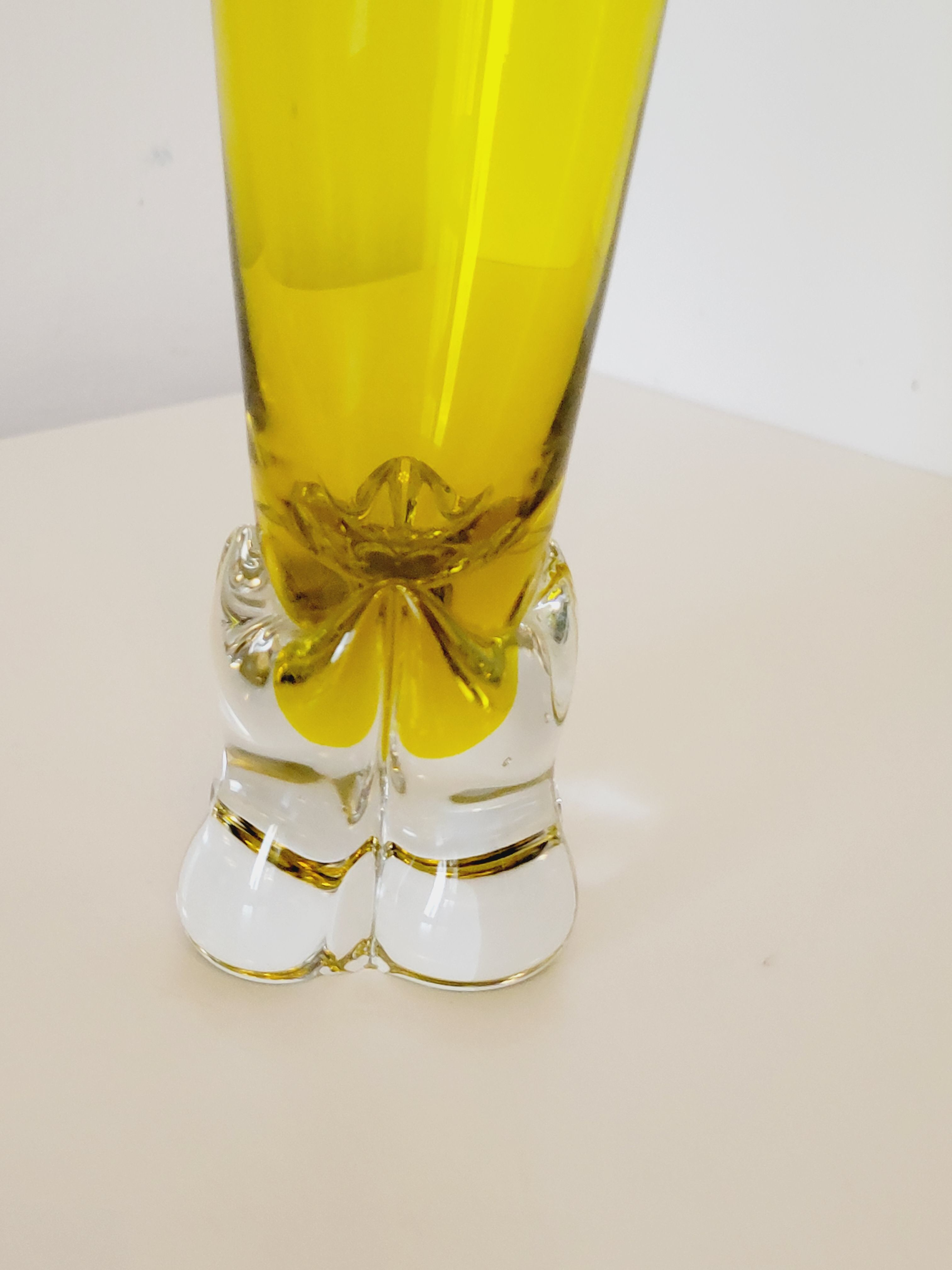 Soliflore vase or large glass in yellow blown glass