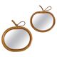 Pair of Apple-Shaped Mirrors in Bamboo and Rattan, France, 1960