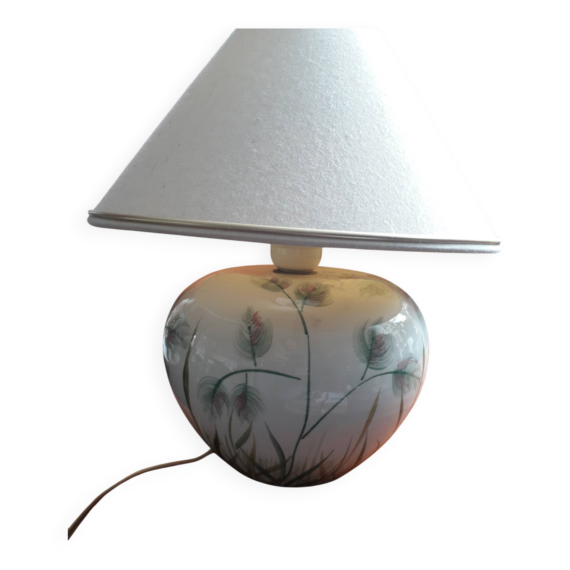 Antique ceramic lamp with floral decoration