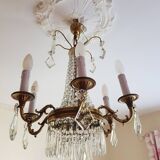 6-light hot air balloon chandelier with crystal pendants, late 19th century