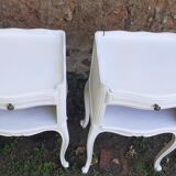 Pairs of bedside tables 1 drawer Louis xv style white