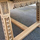 Renovated 19th-century Breton farmhouse dining table, extendable, in oak, 200-290 cm.