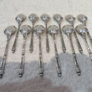 12 cuillères à moka métal argenté orfèvre Manulor manche à la russe 10,6cm