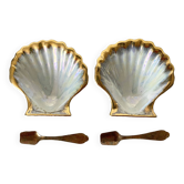 Salière poivrière coquillage en porcelaine dans leur écrin