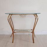 Console - table basse - laiton et verre - vintage.