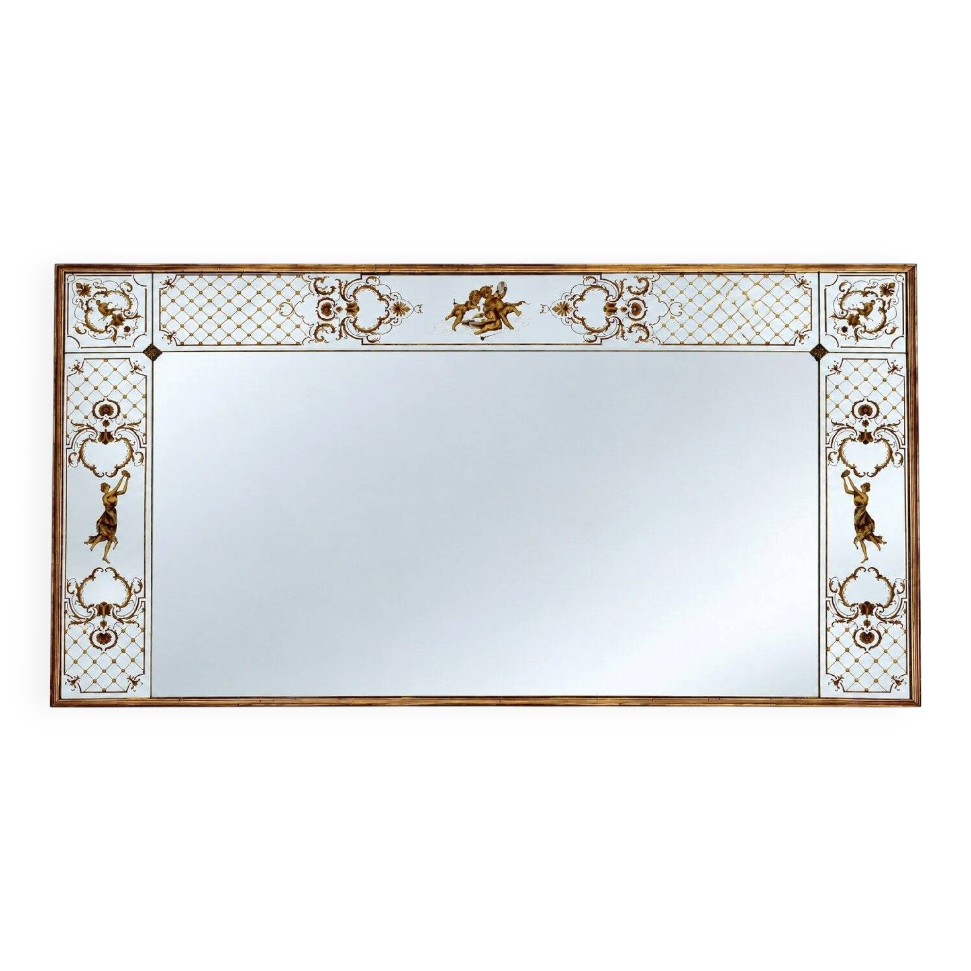 Brasserie Mirror – Art Nouveau Style – Églomisé Glass – Gilded Wood