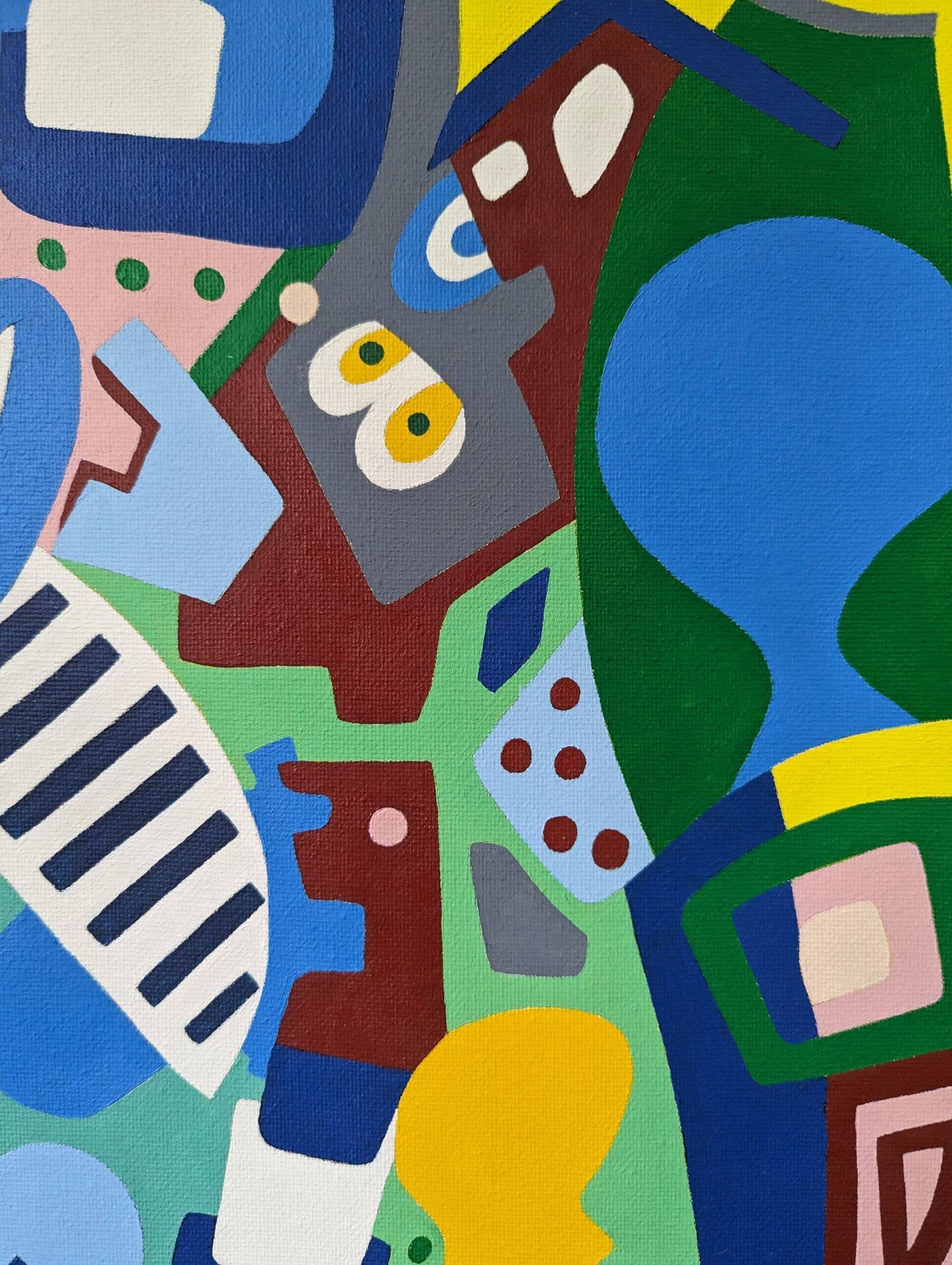 Contemporary Abstract Painting "Blue Tiger" 2023 Unframed Acrylic on Canvas