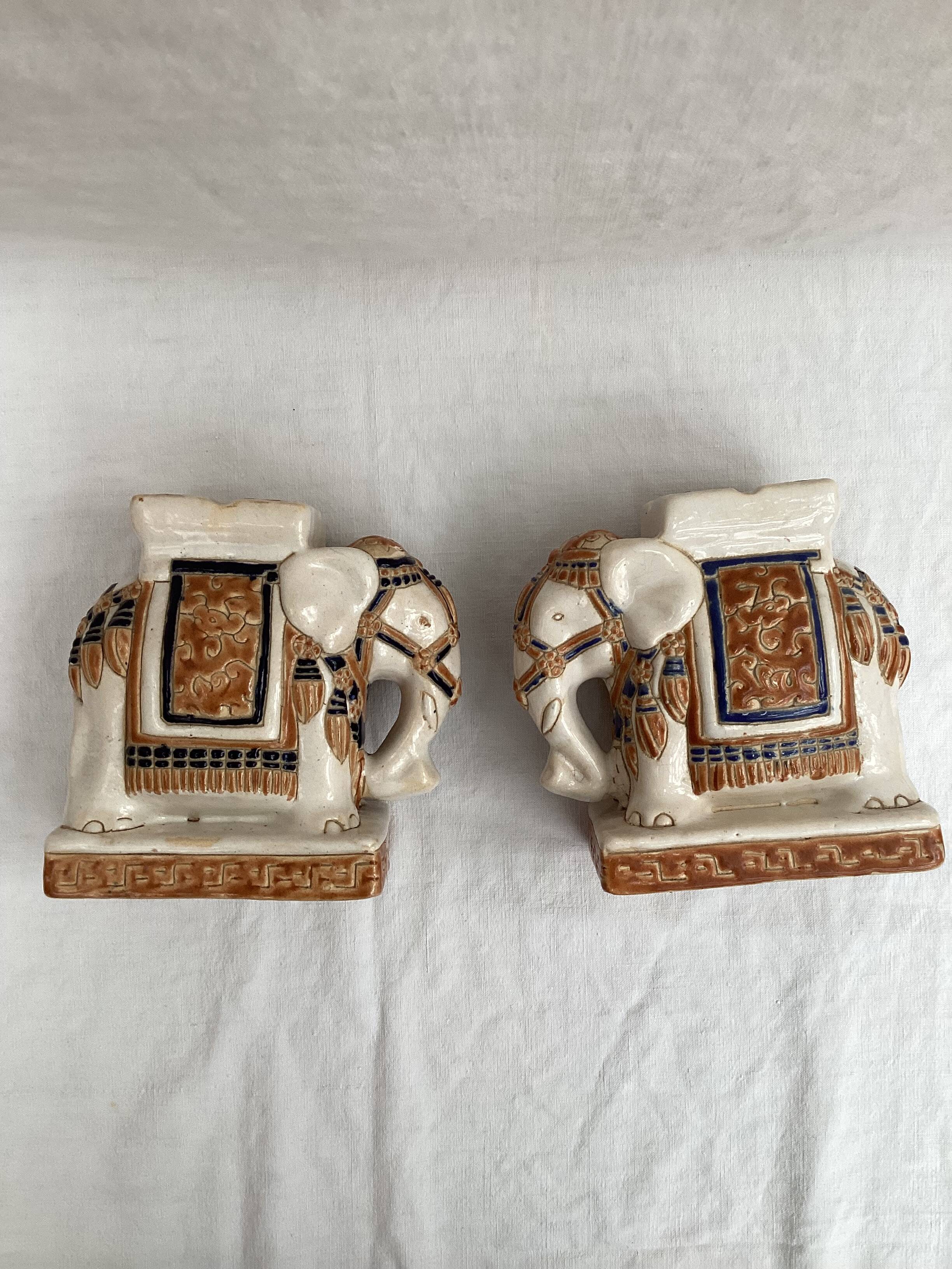 Pair of ceramic elephant ashtrays dimensions: height -14cm- width -13.5cm-