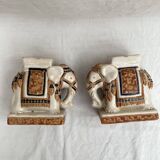 Pair of ceramic elephant ashtrays dimensions: height -14cm- width -13.5cm-