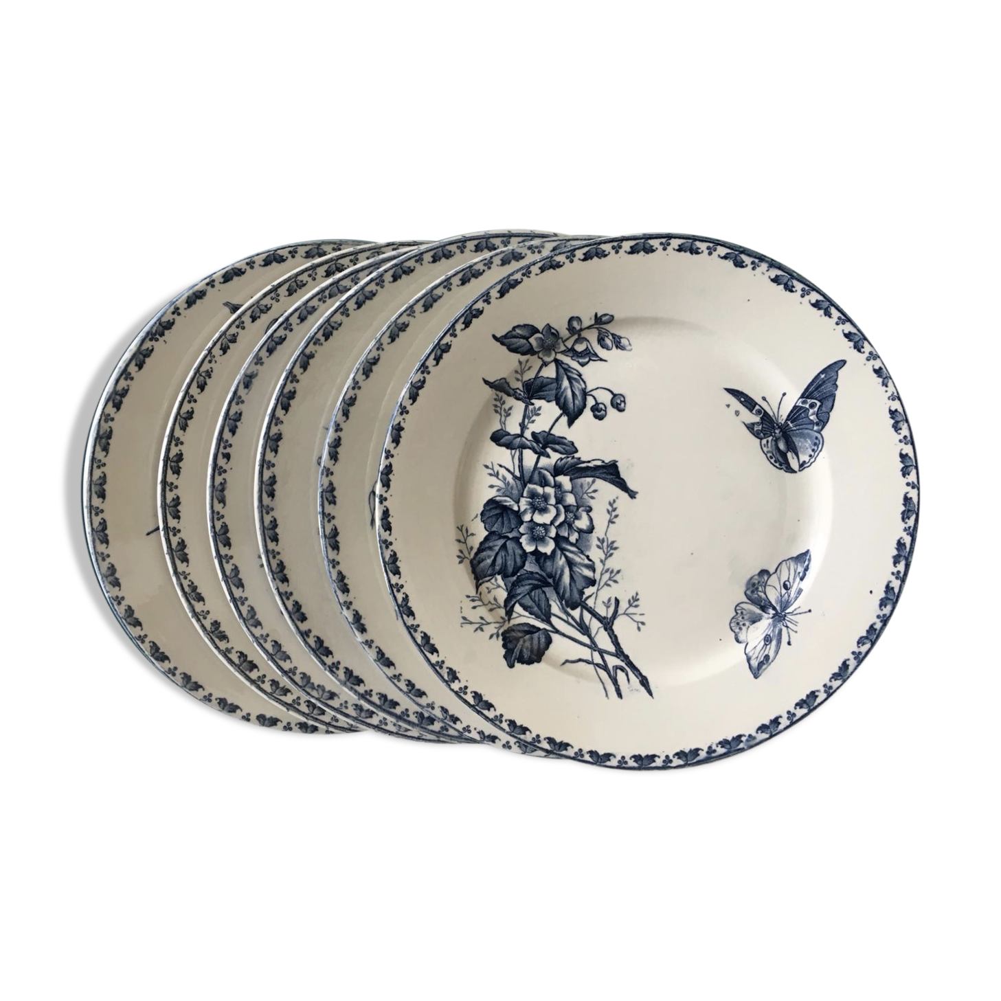 Set of 6 flat plates Sarreguemines "Carmen"
