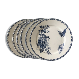 Set of 6 flat plates Sarreguemines "Carmen"