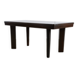 Large Robust Dinig Table with Carved Legs and Glass Top
