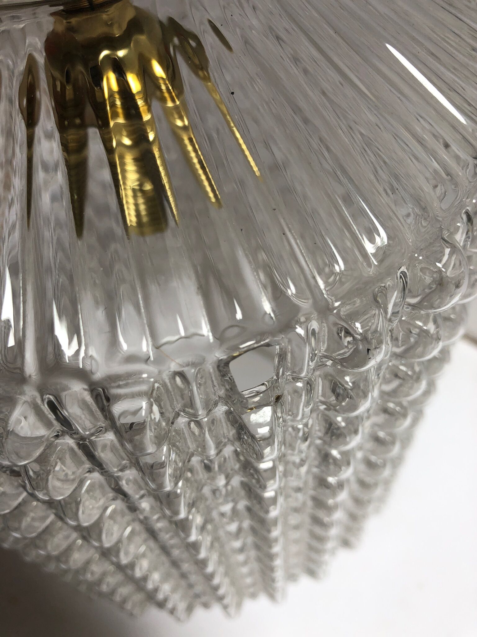 Glass and brass hanging lamp