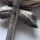 Hand-facing flower mirror in silver bronze 14x28cm