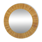 Mid-century Round Wall Mirror Italian Riviera in Raffia with a Bast Frame, 1950s