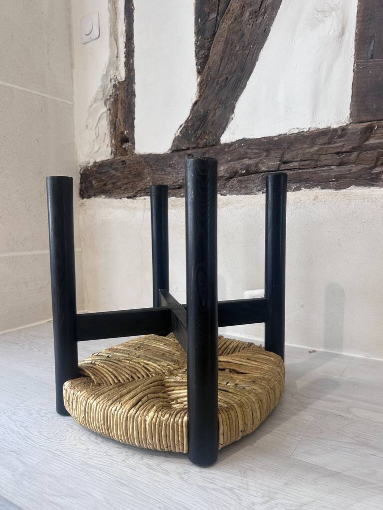 2 "Meribel" stools in black by Charlotte Perriand, 1960
