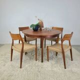 Table à manger ronde danoise teck scandinave vintage années 1960