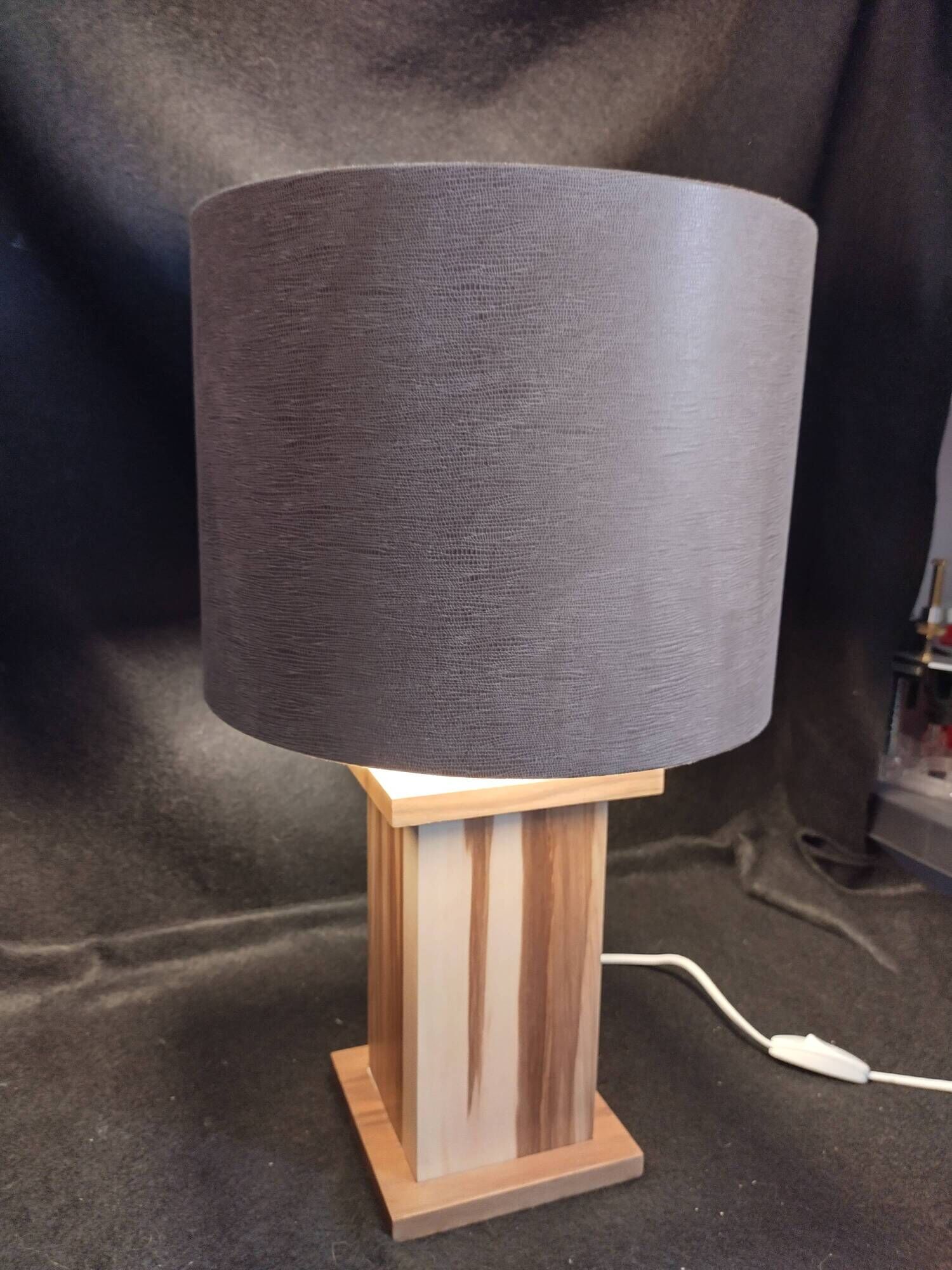 Handcrafted lamp in a contemporary style.