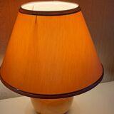 Bedside lamp foot ball blond wood, lampshade ecru