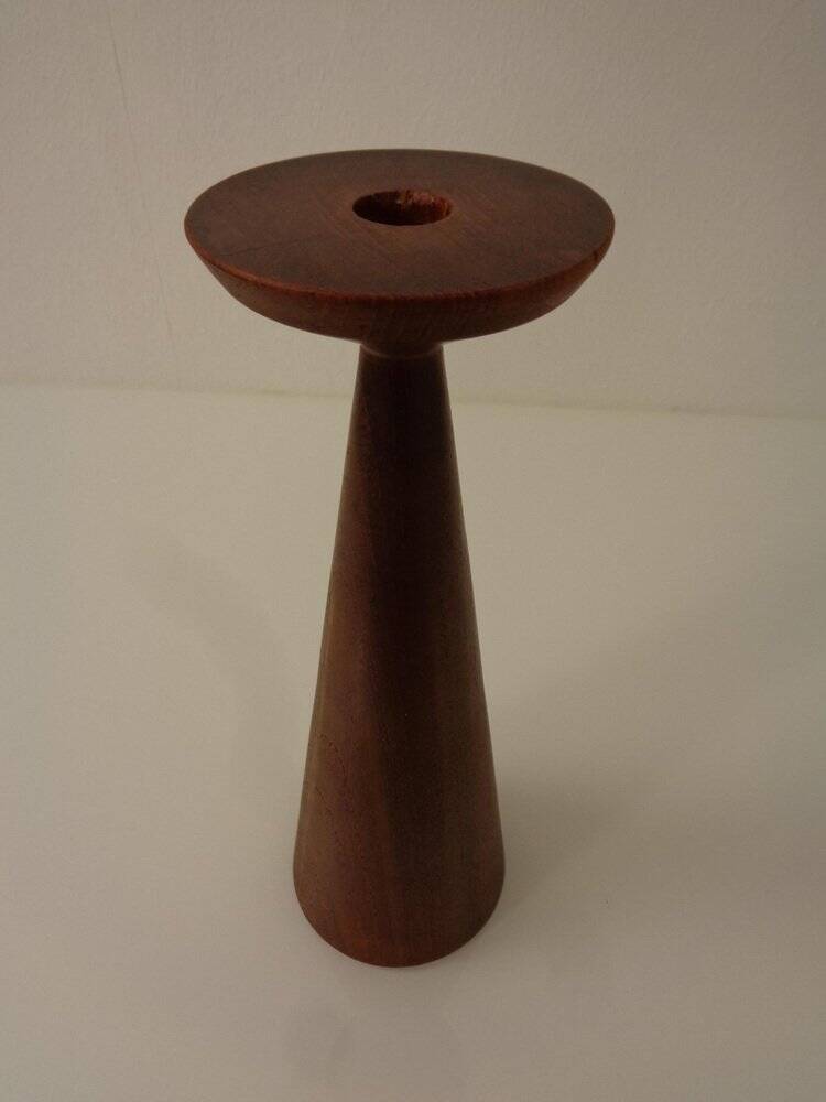 Large teak candleholder from Anri Form, Italy, 1960s.
