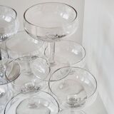 Set of 9 cut in blown and chiseled glass