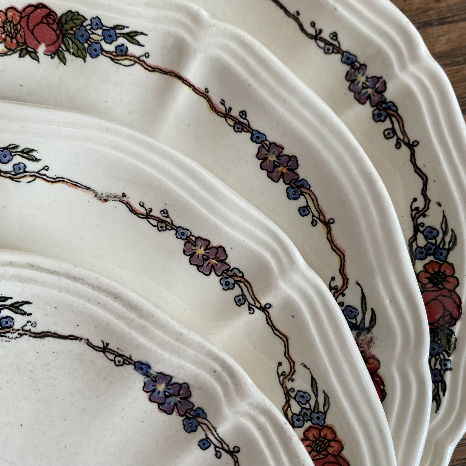Antique bowls, saucers from Sarreguemines model Obernai.