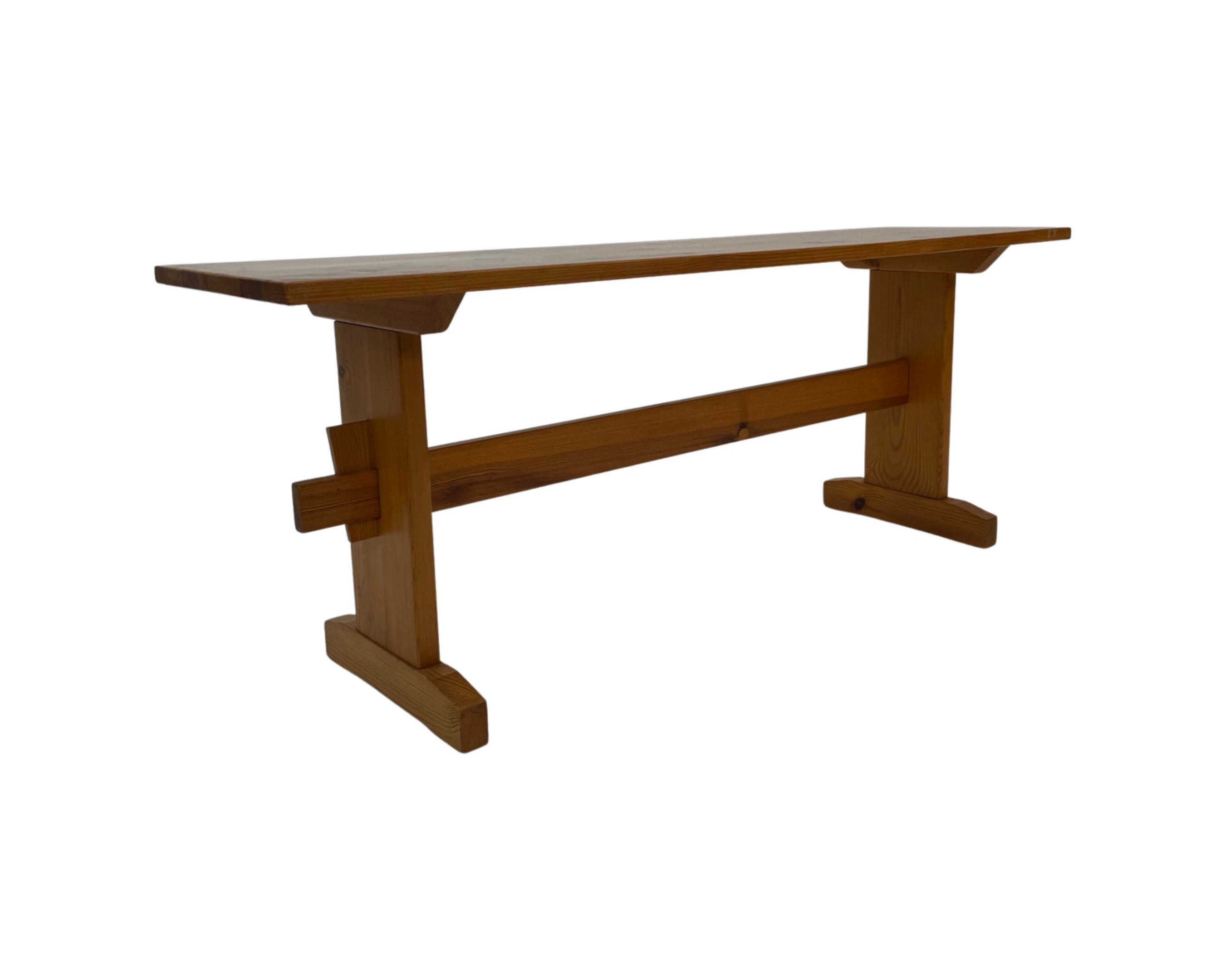 Vintage Scandinavian modern pinewood bench from the 1960's