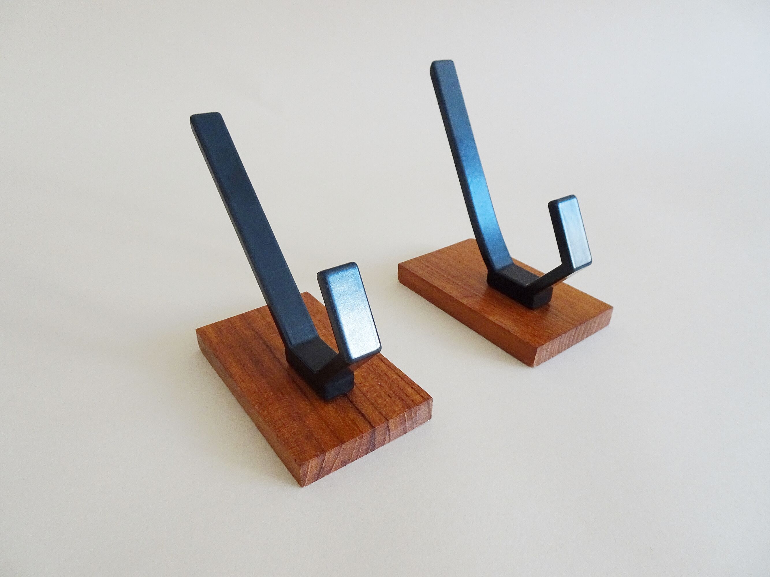 Vintage teak wall hooks, mid century coat hooks