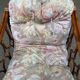 Fauteuil rotin et osier adulte bordeaux avec coussin 1970